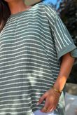 Below Deck Cheesecloth Stripe Tee Khaki